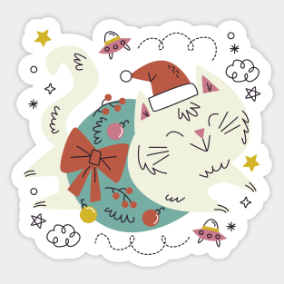 Meowy Christmas Cat Sticker